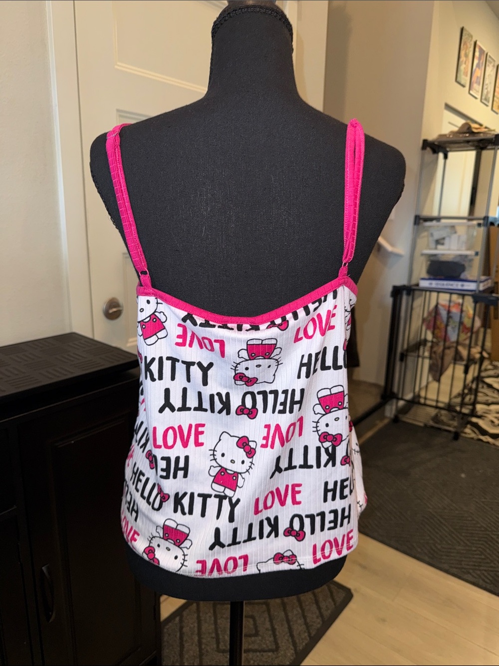 Hello Kitty White Sleep Cami with Pink Trim and Character Print - Picture 2 of 3